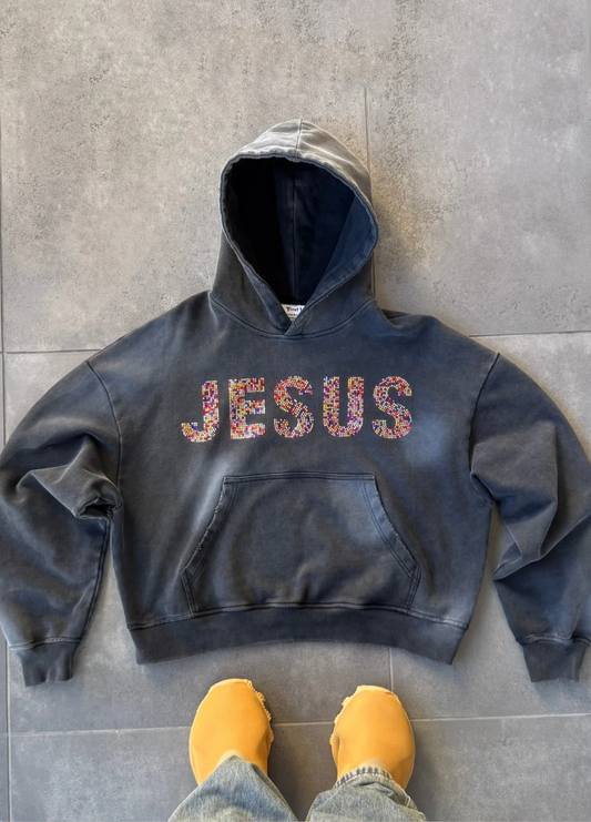 Unisex "JESUS" Rhinestone Hoodie