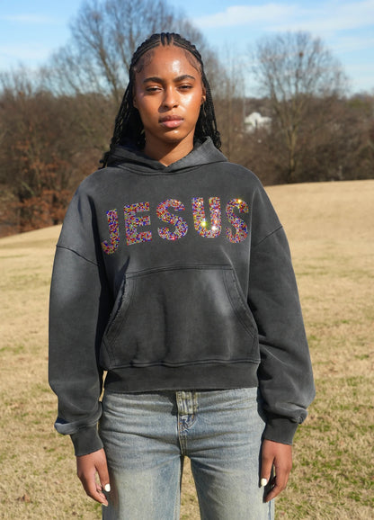 Unisex "JESUS" Rhinestone Hoodie
